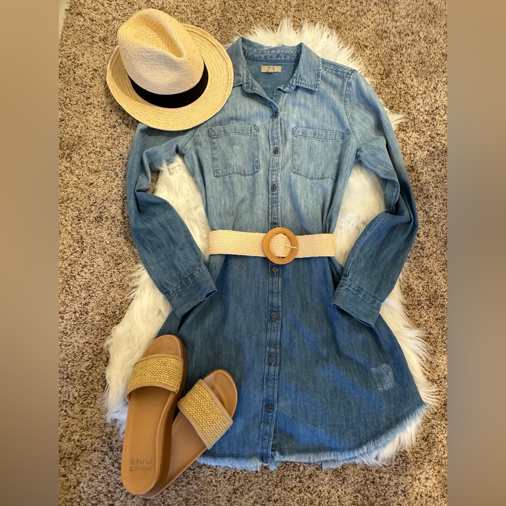 Ombré Denim Shirt Dress